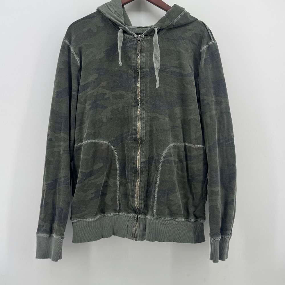 Juicy Couture Mens Camo Zip Up Hoodie Green Grey Camouflage XL USA Made 70199